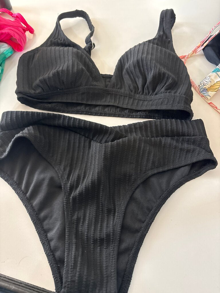 Black Ribbed Bikini Set