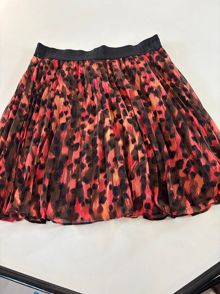 DKNY Pleated Leopard Print Skirt