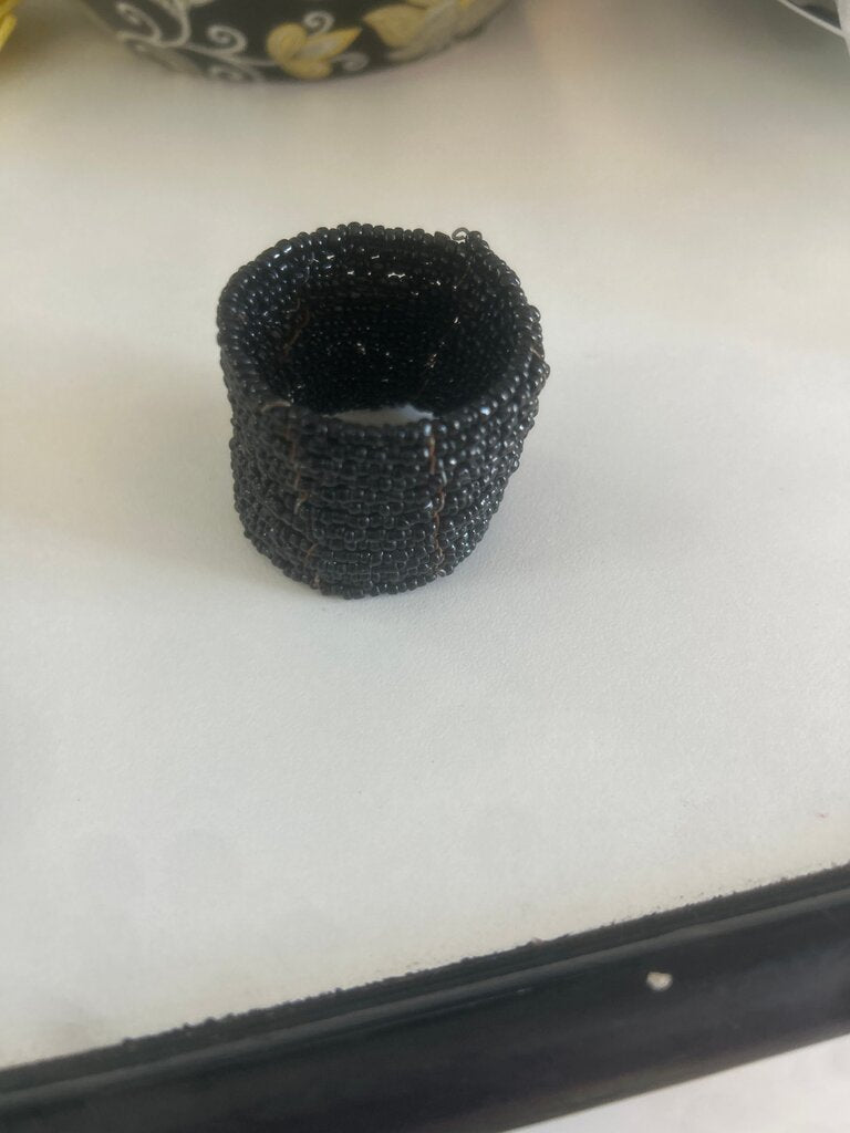 Black Beaded napkin holder