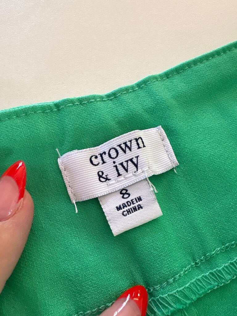 Crown & Ivy Green Ruffled Leggings