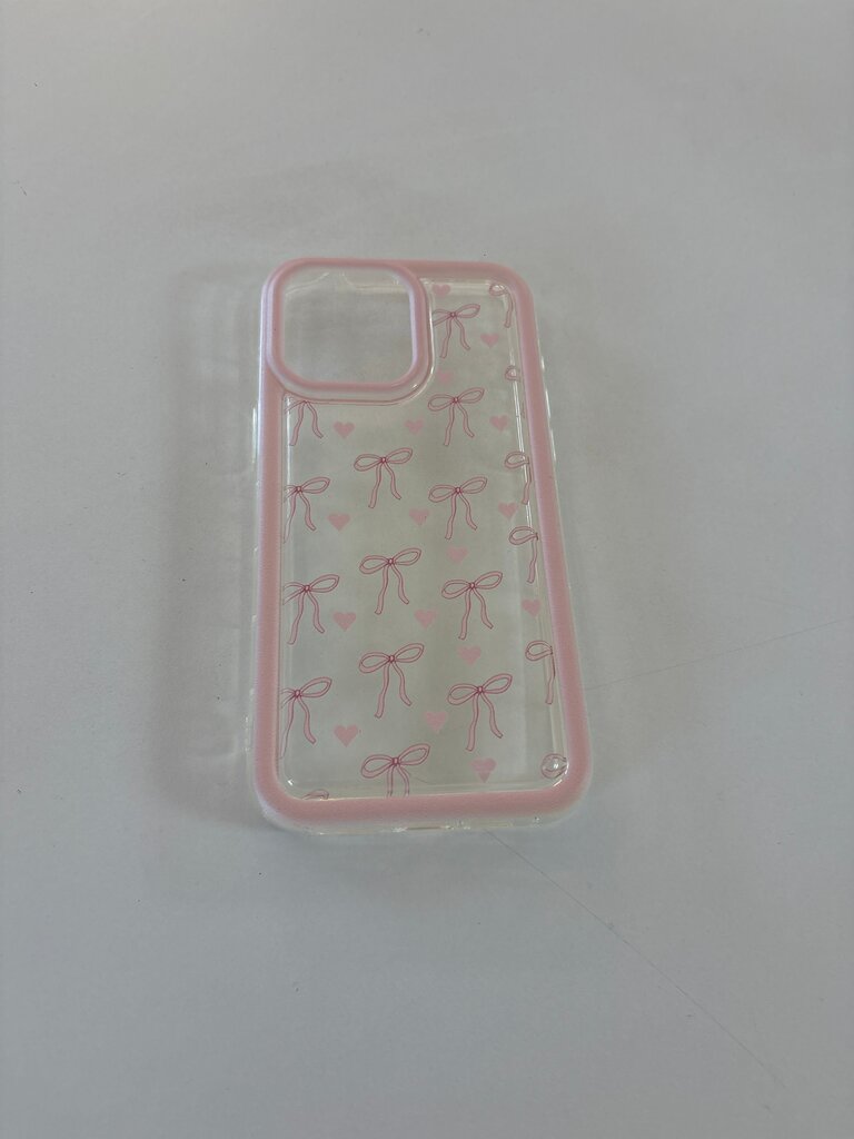 Clear Phone Case with Pink Bow Design