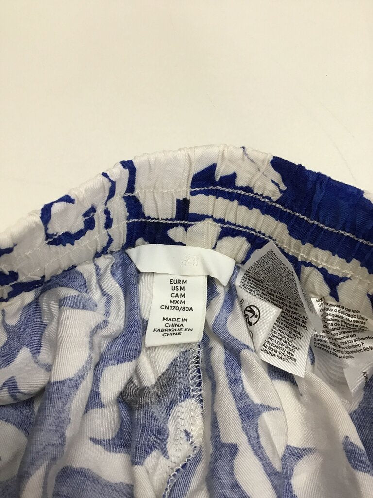 Blue and White Floral Print Shorts