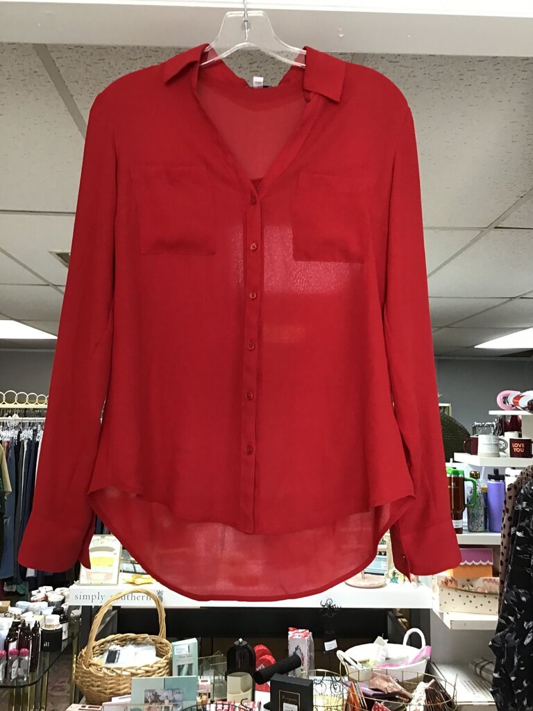 Express Women's Red Button-Up Shirt