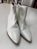 White Pointed Toe Heeled Booties