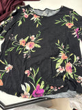 Floral Print Black Top