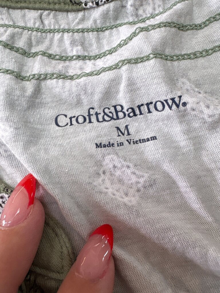 Croft & Barrow Green Printed Sleeveless Top