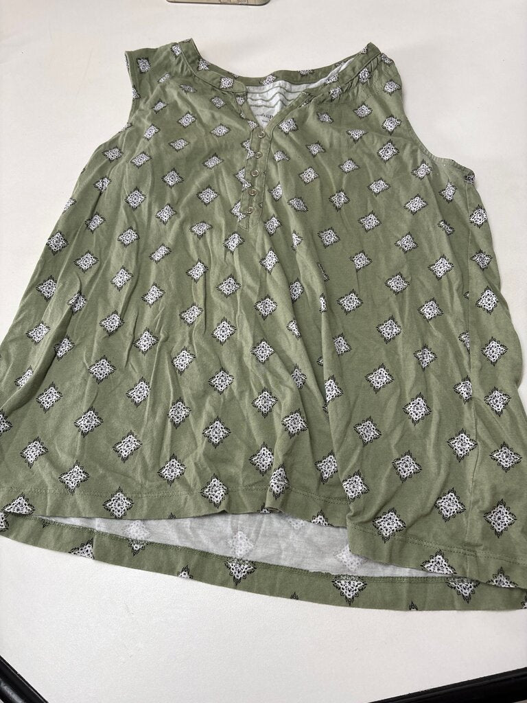 Croft & Barrow Green Printed Sleeveless Top
