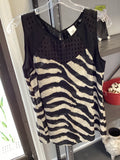 Cabi Black and Beige Zebra Print Tank Top