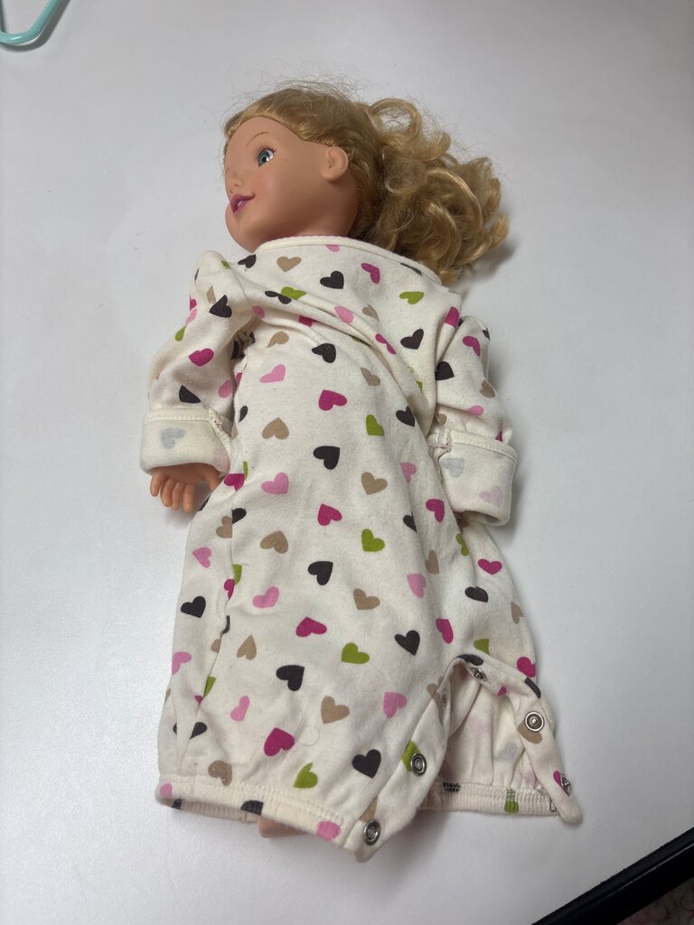 Doll in Heart Print Pajamas