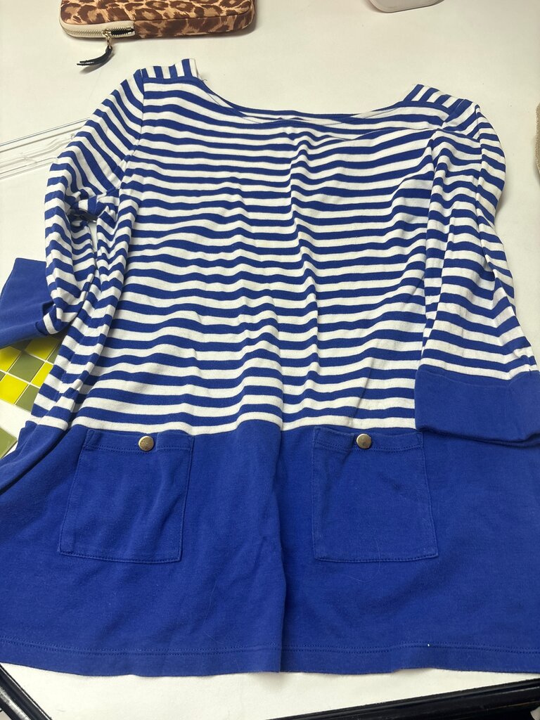 Kim Rogers Women's Blue and White Striped Top