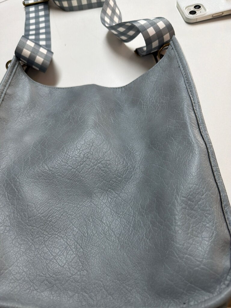 Gray Faux Leather Shoulder Bag
