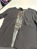 Ann Taylor Black Top with Faux Leather Detail