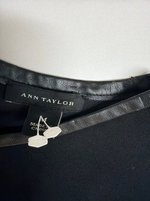 Ann Taylor Black Top with Faux Leather Detail