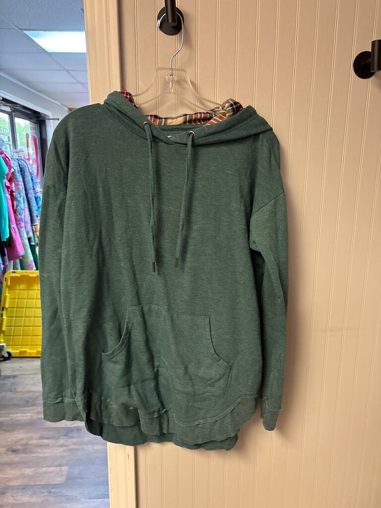 Maunces Green Hoodie with Plaid Lining