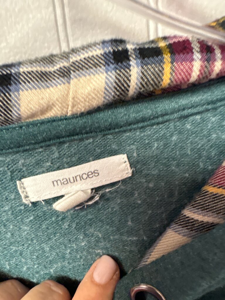 Maunces Green Hoodie with Plaid Lining