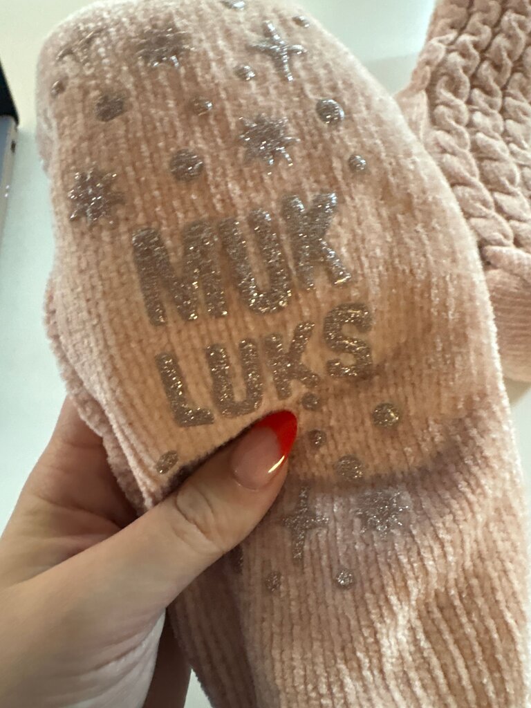Muk Luks Pink Knitted Slipper Socks