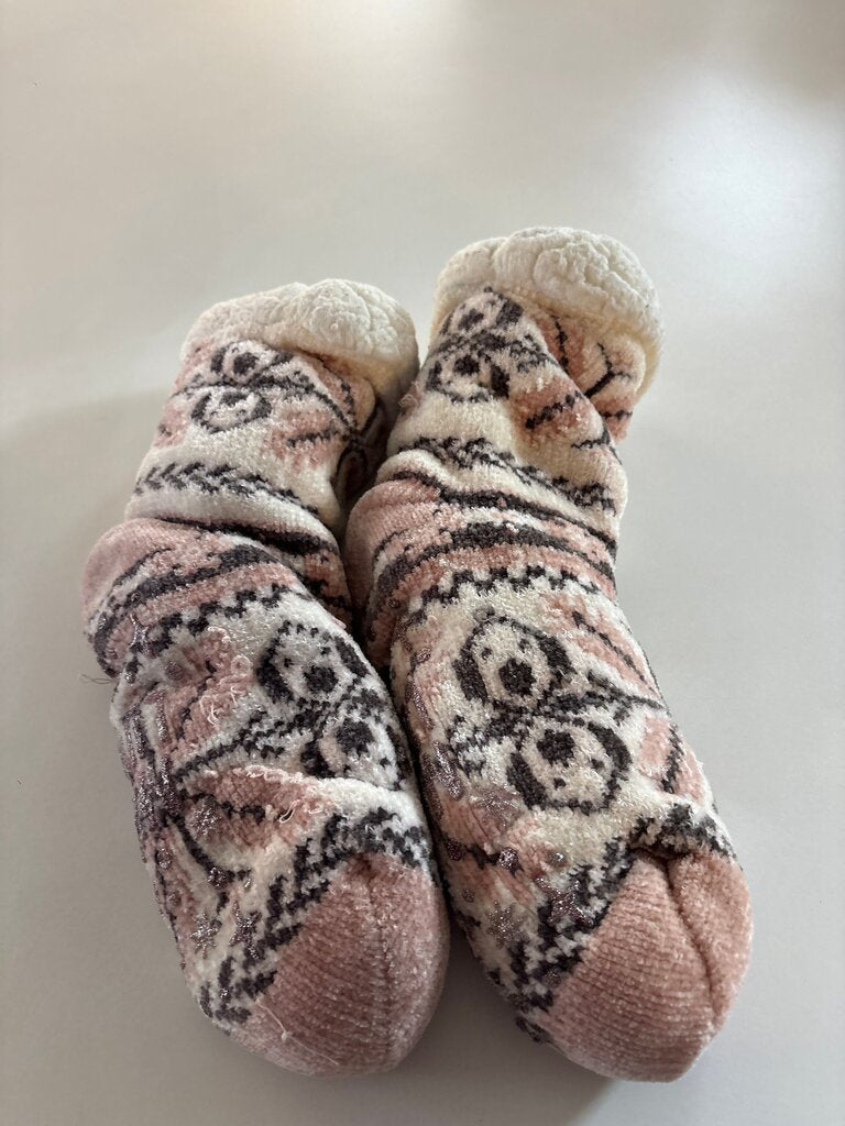 Cozy Pink Fuzzy Socks with Pattern