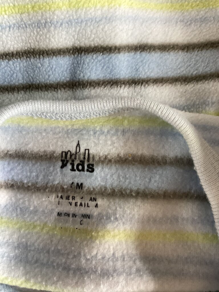 Blue Striped Infant Footed Pajamas with Dinosaur