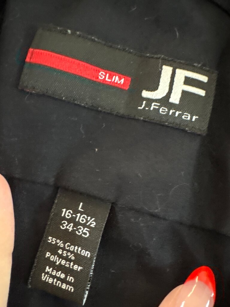 J.Ferrar Slim Fit Black Dress Shirt