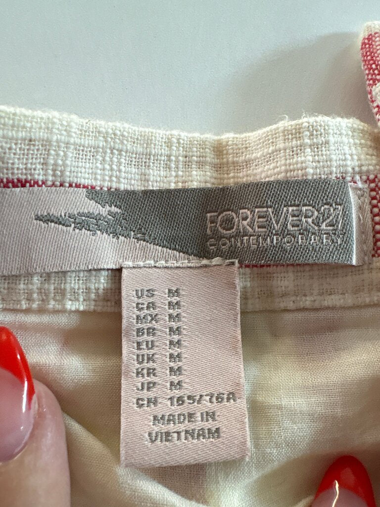 Forever 21 Red and White Striped Button-Up Skirt