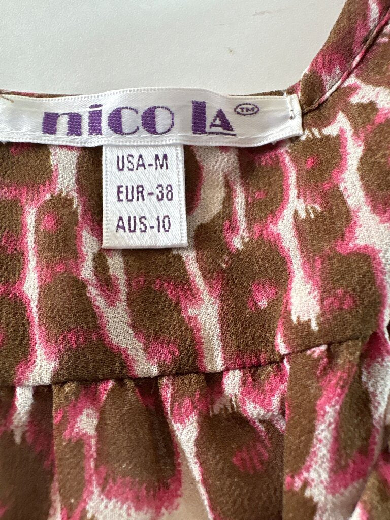 Nico LA Women's Trendy Brown and Pink Leopard Print Top