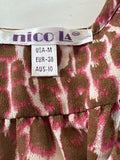 Nico LA Women's Trendy Brown and Pink Leopard Print Top
