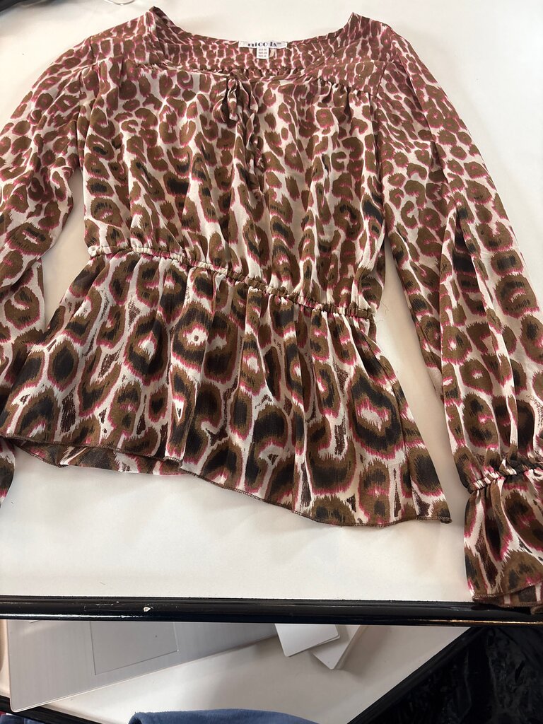 Nico LA Women's Trendy Brown and Pink Leopard Print Top