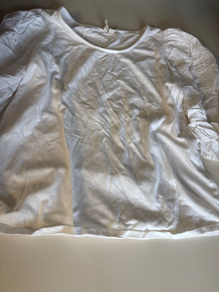 White Women's Top with Lace Sleeves