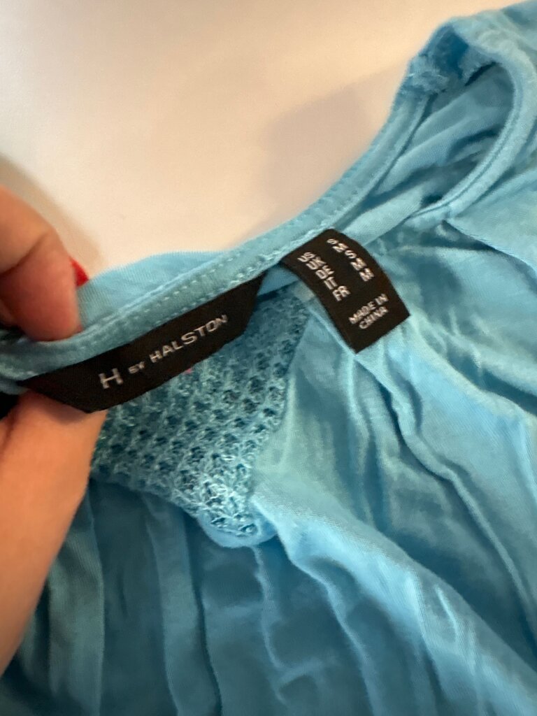 Halston Blue Short Sleeve Top
