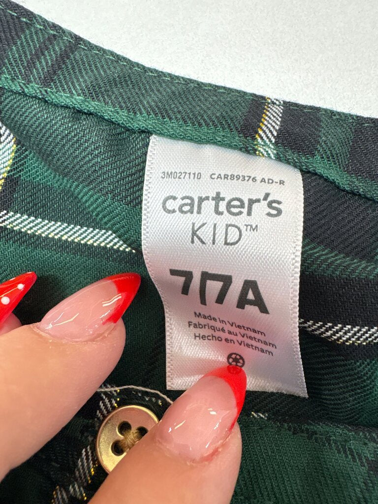 Carter's Kid Green Plaid Button-Up Shirt