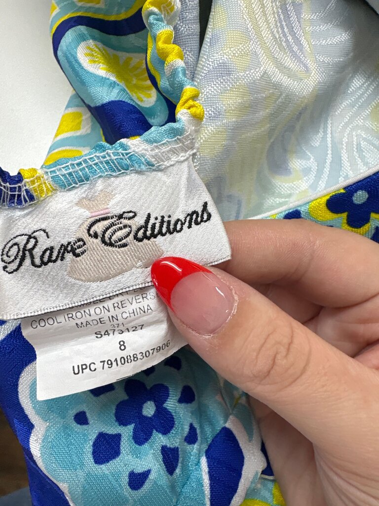 Rare Editions Blue Yellow Floral Dress