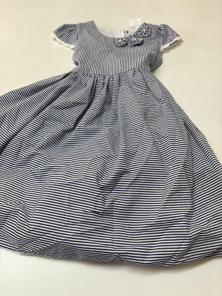 Striped Dress with Floral Accent for Girls