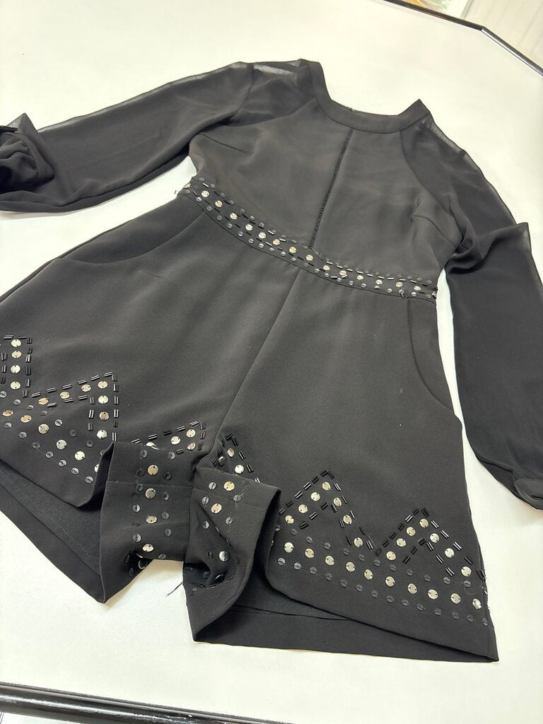 Adelyn Rae Black Long Sleeve Romper