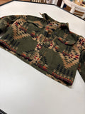 Entro Green and Brown Geometric Print Crop Jacket