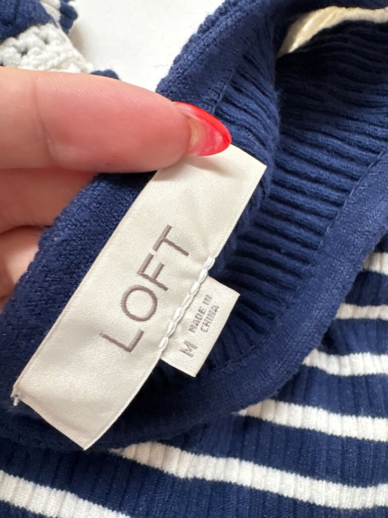 LOFT Navy and White Striped Sweater