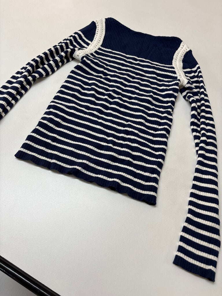 LOFT Navy and White Striped Sweater