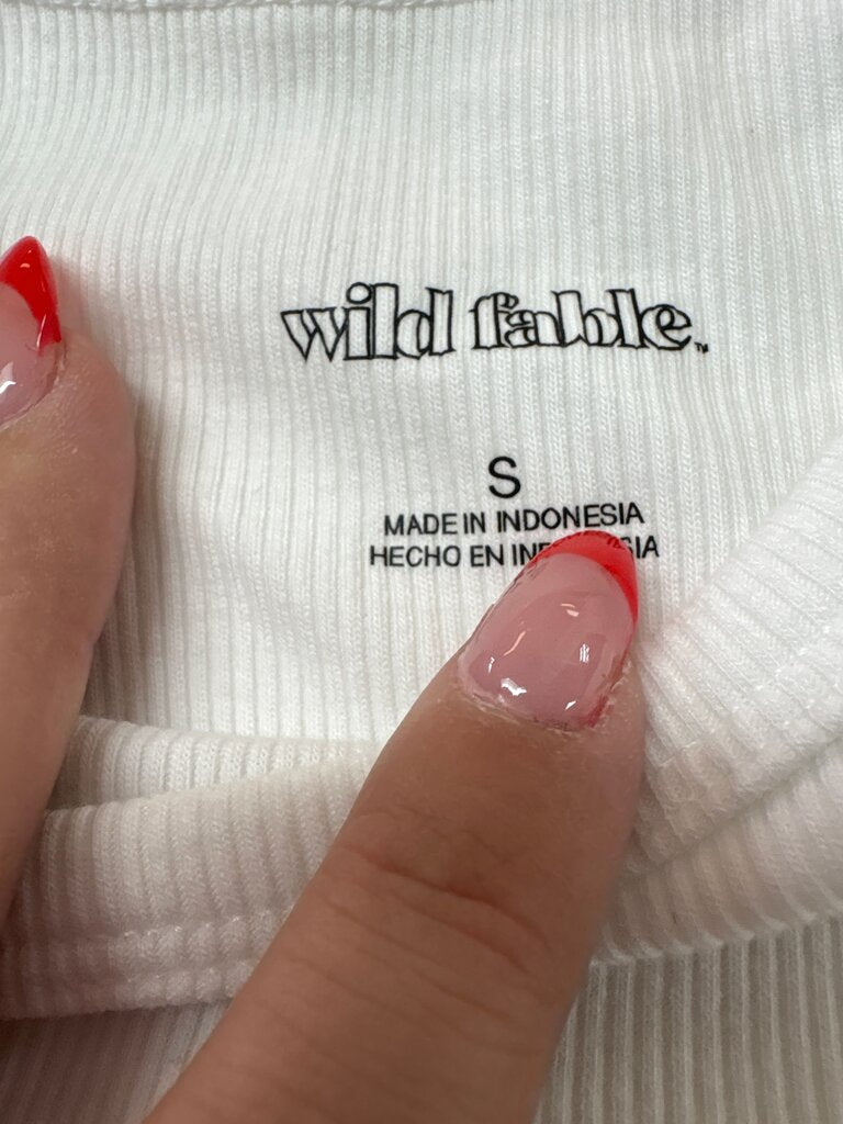 Wild Fable White Ribbed Crop Top