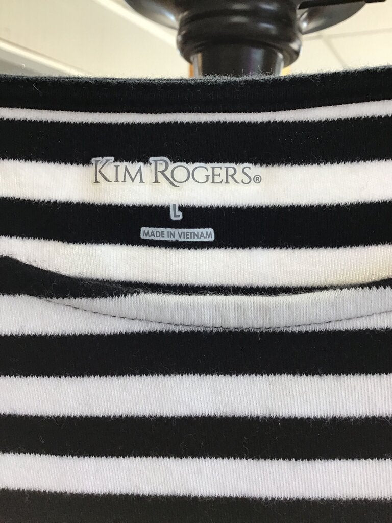 Kim Rogers Black and White Striped Long Sleeve Top