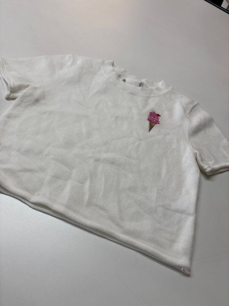 Cute White T-Shirt with Pink Ice Cream Design