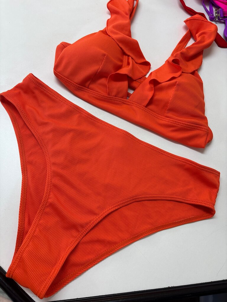 Ruffled Orange Bikini Set