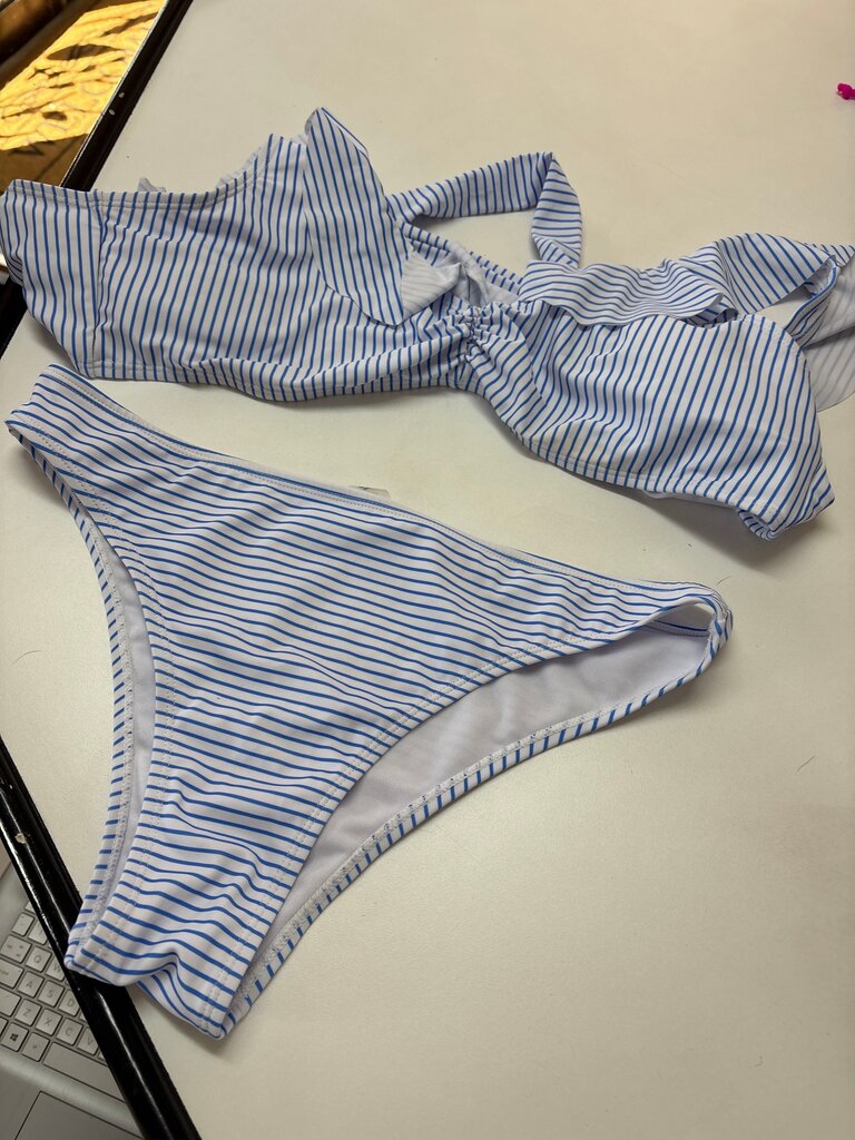 Striped Blue Bikini Set