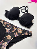 Shade & Shore Women's Black Floral Bikini Swimsuit Set