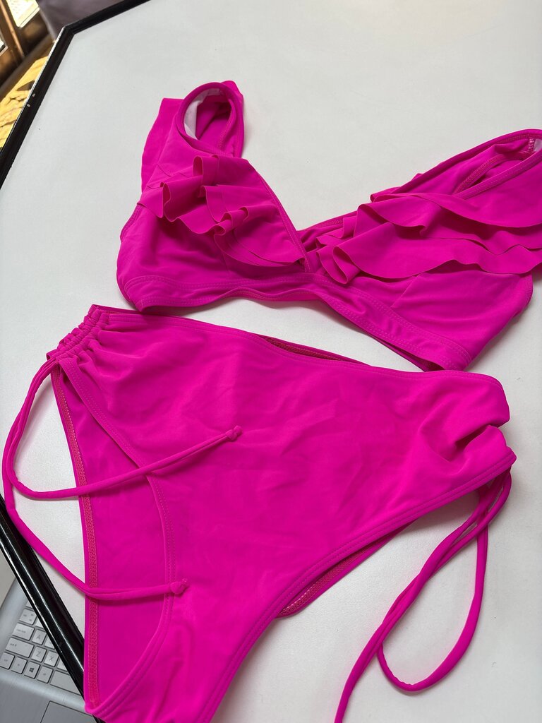 Pink Ruffled Two-Piece Swimsuit