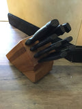 Black Knife Set with Wooden Block