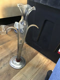 Glass Flower Vase with Metal Base
