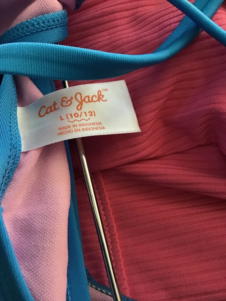 Cat & Jack Girls Swim Top Blue Pink