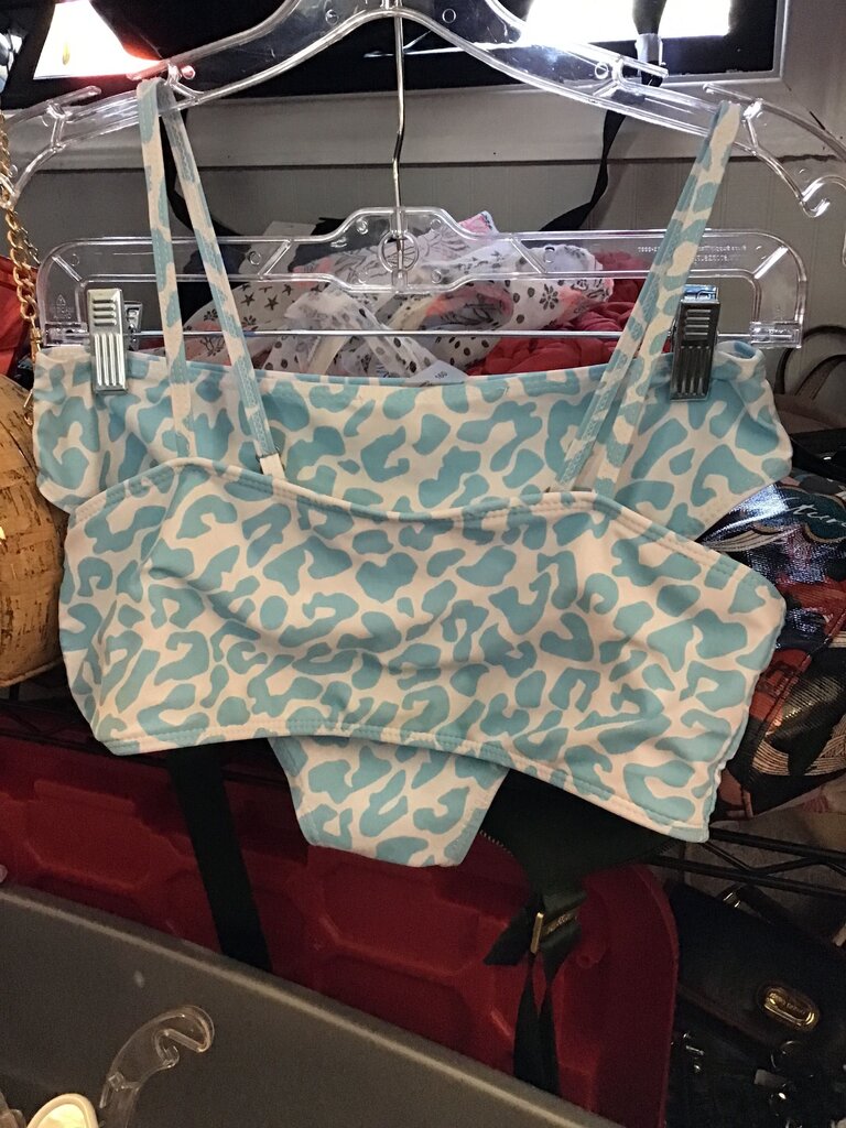 Girls' Blue Leopard Print Swimsuit