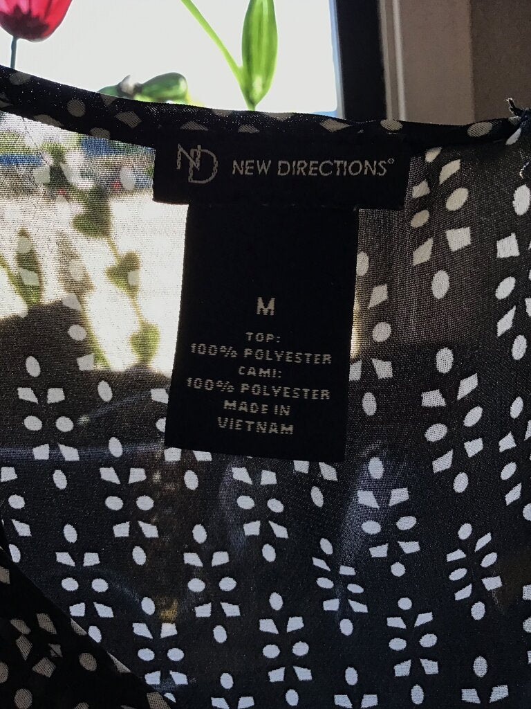 New Directions Women's Sheer Polka Dot Blouse