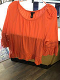 New Directions Orange Peasant Top