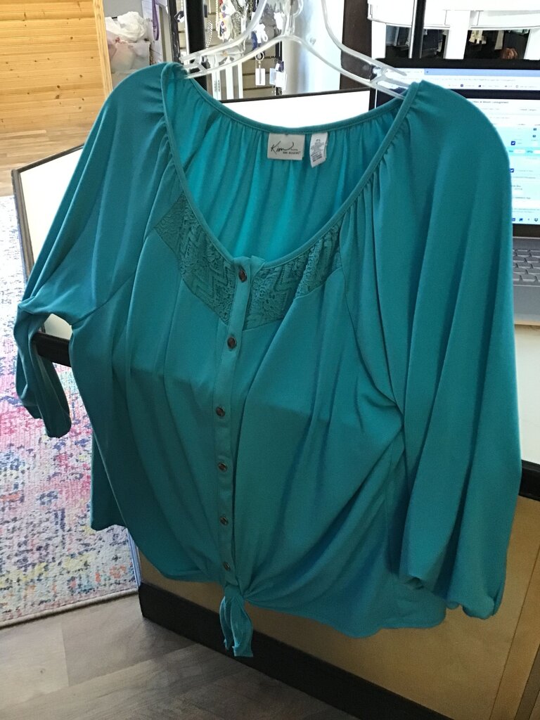 Kim Rogers Petite Turquoise Blouse